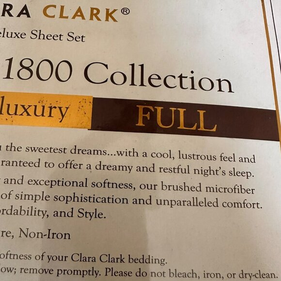 Clara Clark Premier Full Sheet Set Green Deep Pocket Wrinkle-Free Soft Feel - Picture 7 of 7